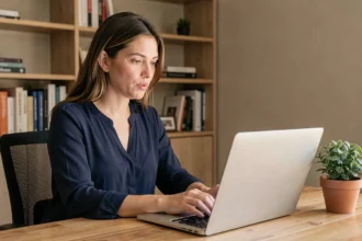 Femme utilisant son CPF sur ordinateur portable pour financer une formation professionnelle en 2026
